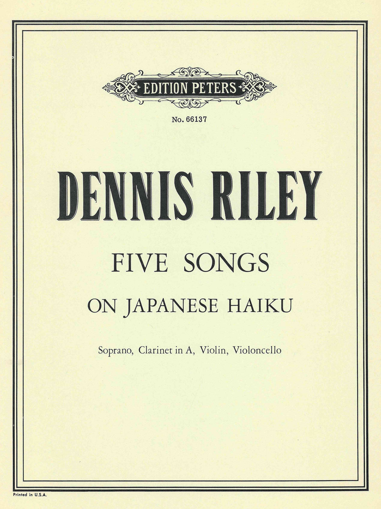 Riley: 5 Songs on Japanese Haiku