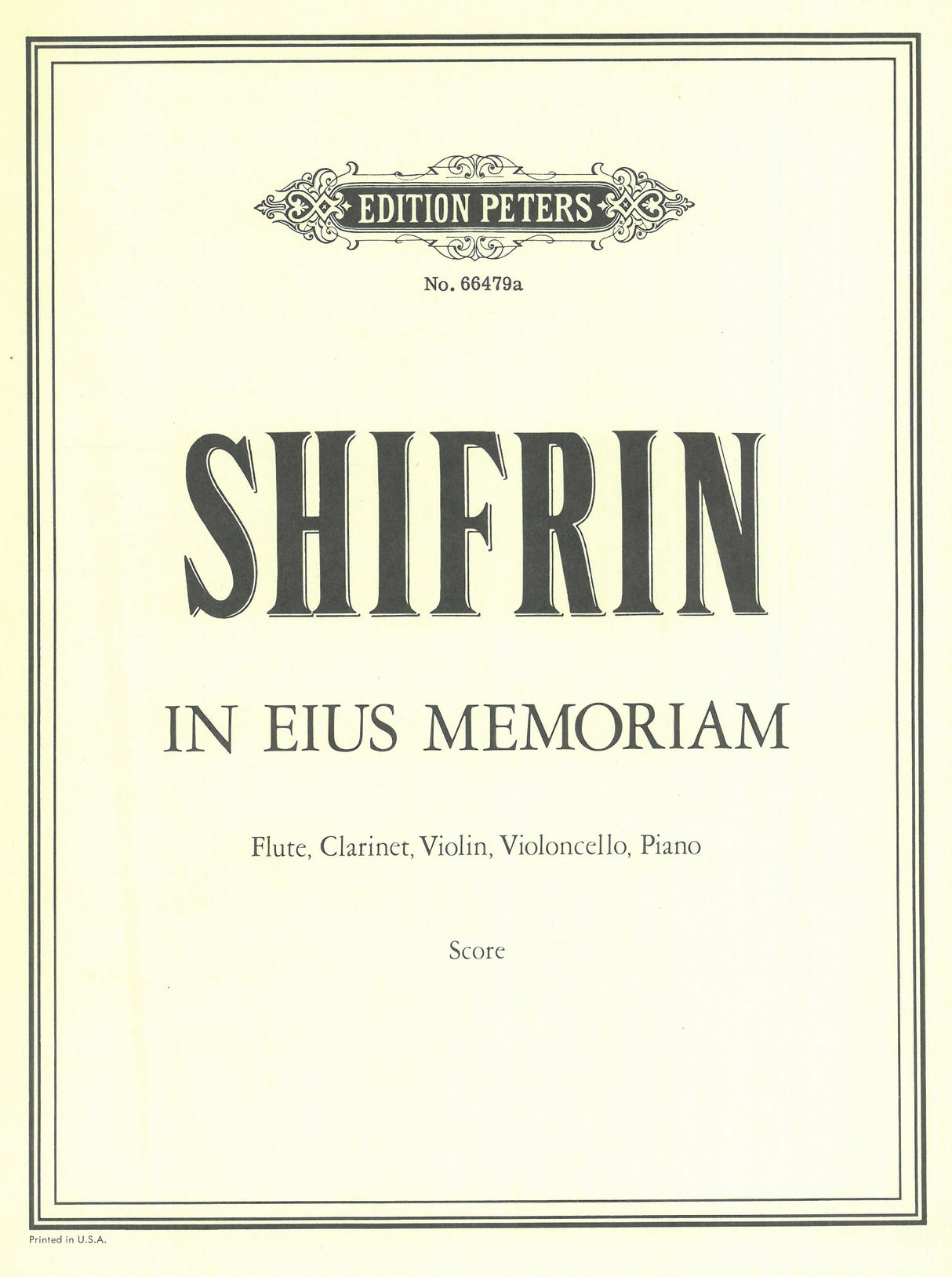 Shifrin: In Eius Memoriam