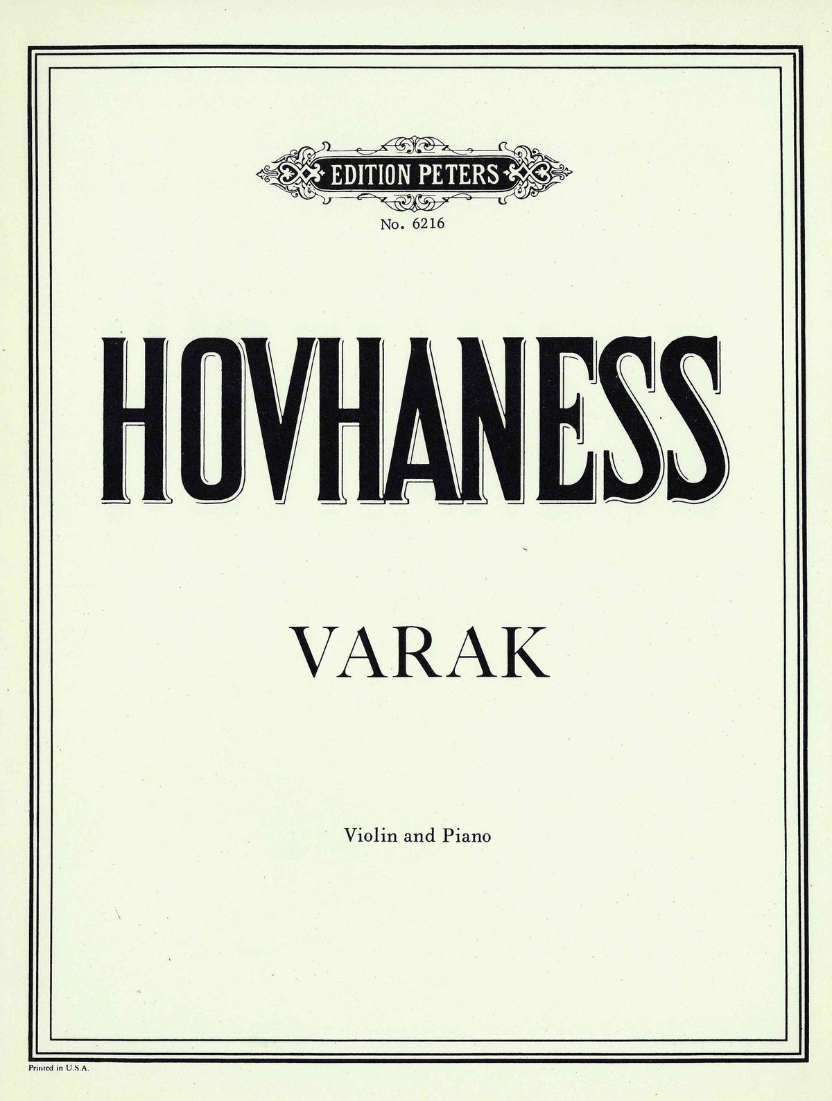 Hovhaness: Varak, Op. 47
