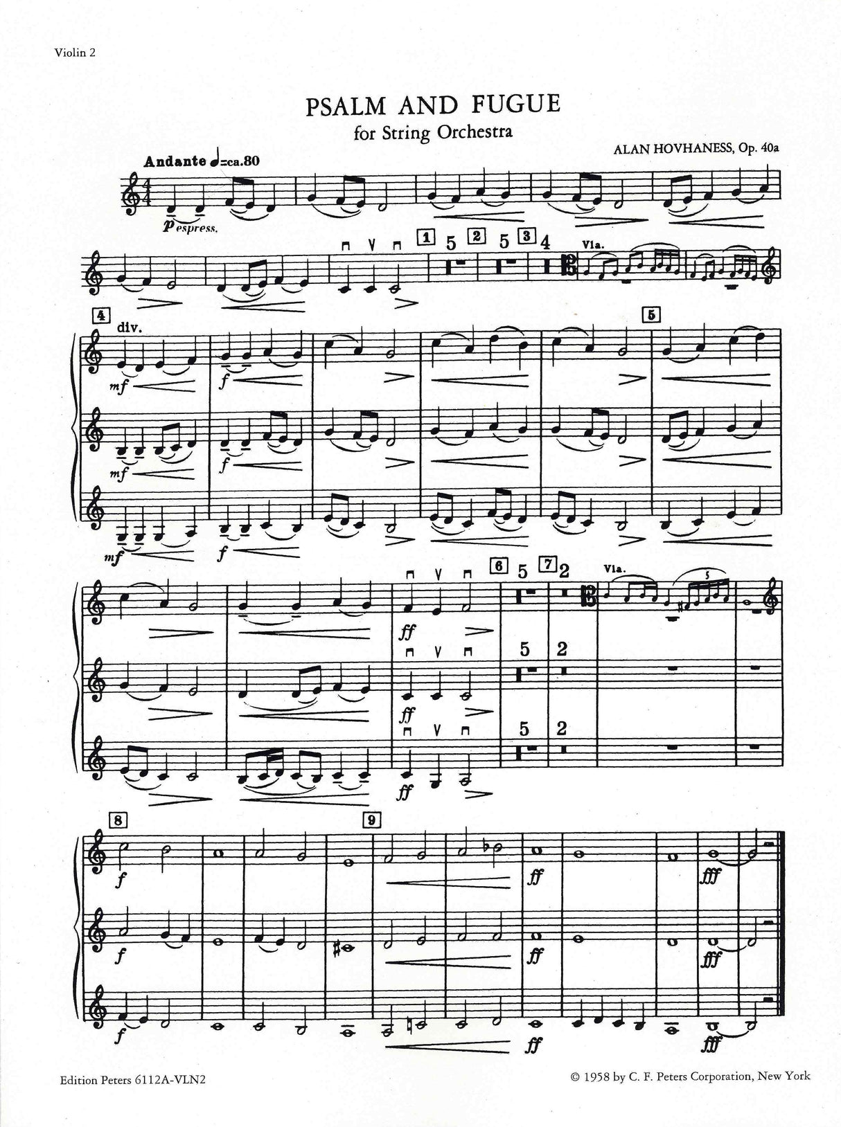 Hovhaness: Psalm and Fugue, Op. 40a