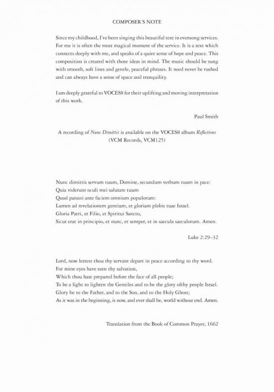 P. Smith: Nunc Dimittis