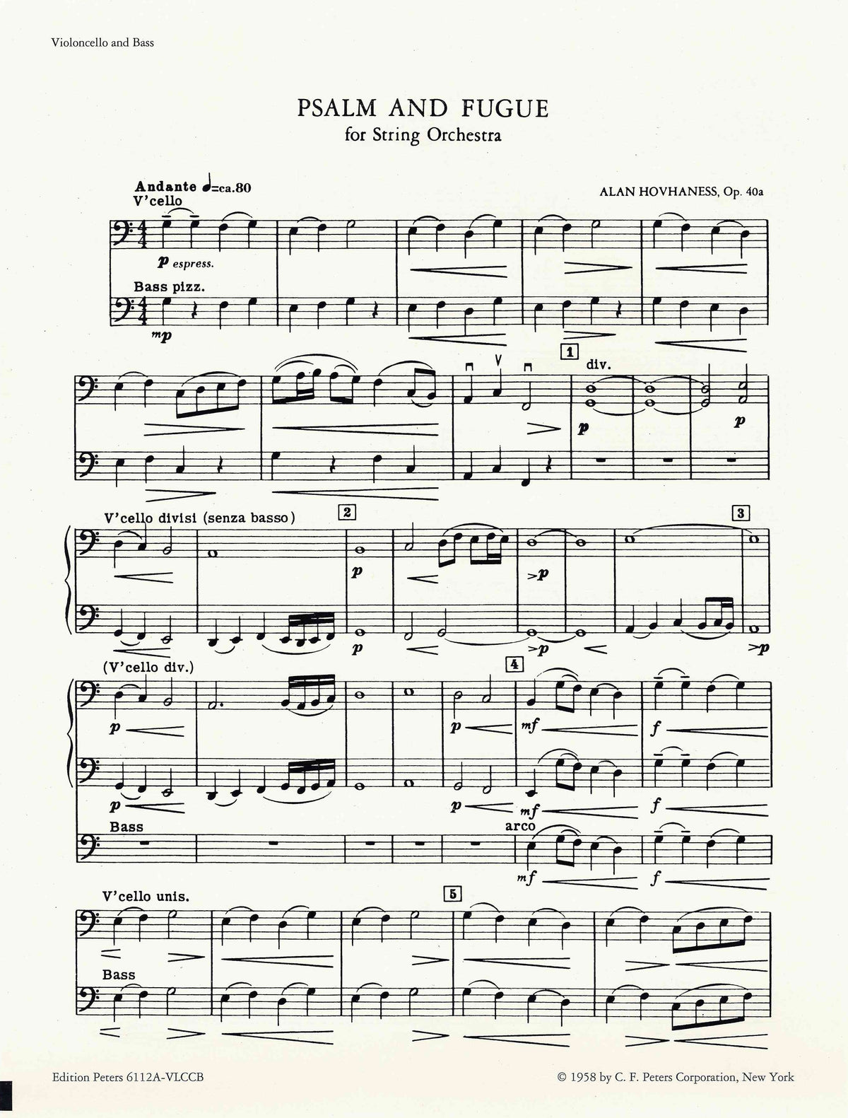 Hovhaness: Psalm and Fugue, Op. 40a