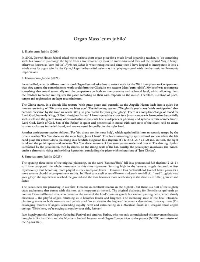 Panufnik: Mass for Organ 'cum jubilo'