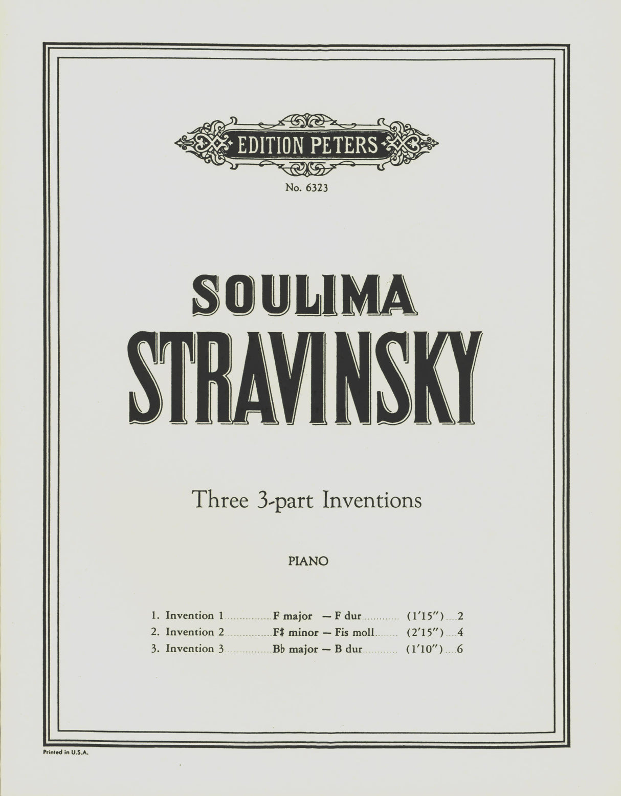S. Stravinsky: Three 3-part Inventions