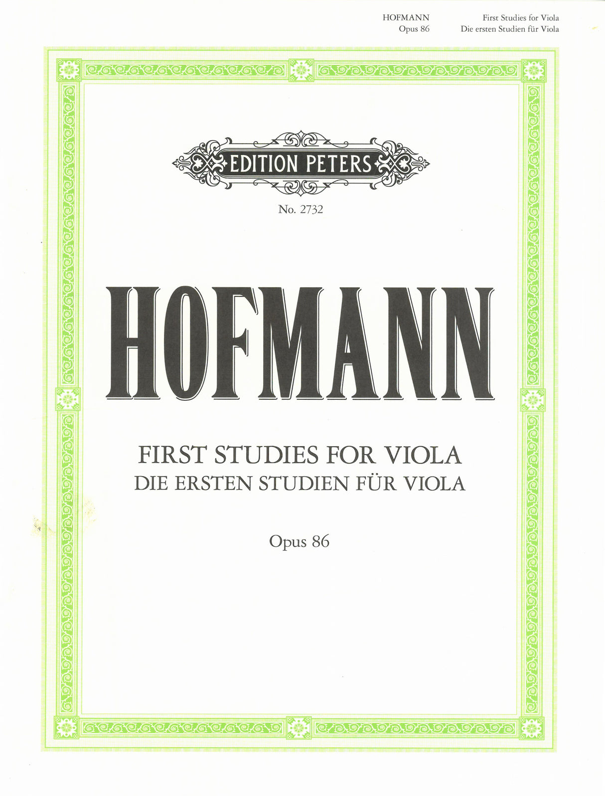 Hofmann: First Studies, Op. 86