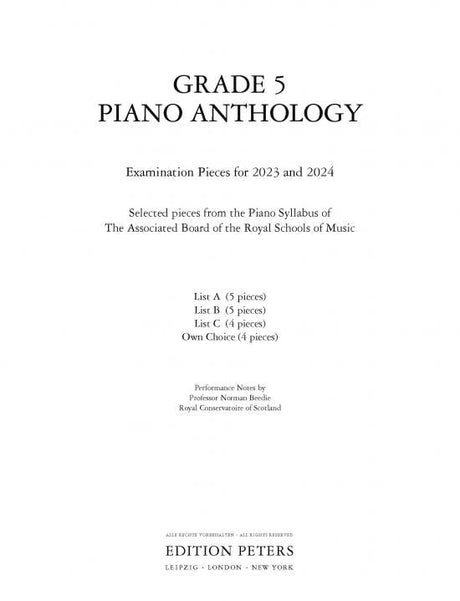 ABRSM Grade 5 Piano Anthology for 2023-24