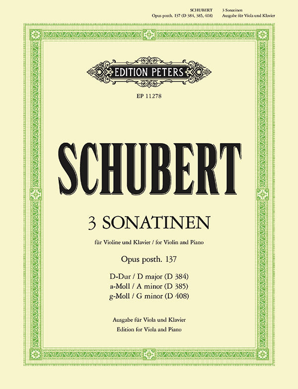 Schubert: 3 Sonatinas, Op. posth. 137 (arr. for viola & piano)
