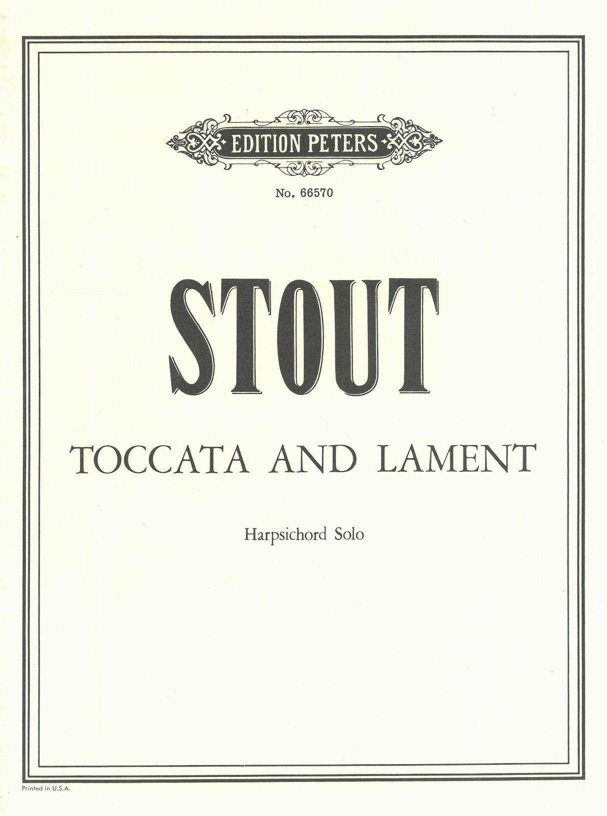 Stout: Toccata and Lament