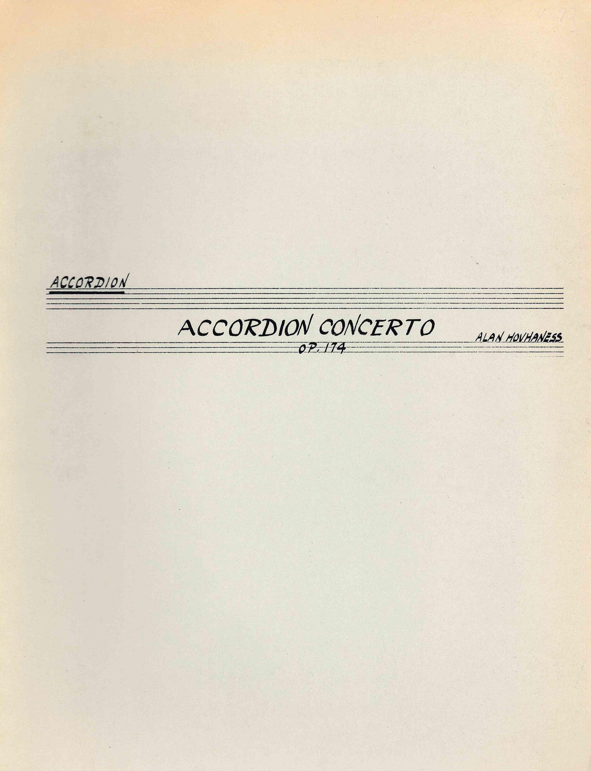 Hovhaness: Accordion Concerto, Op. 174