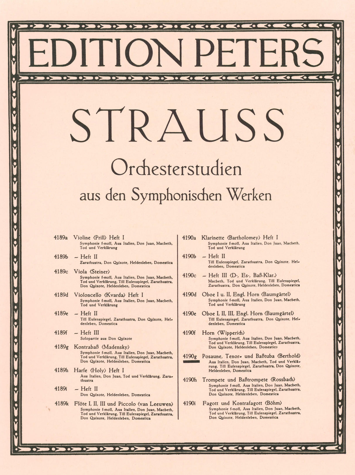 Strauss: Orchestral Excerpts from Symphonic Works for Trombone and Tuba