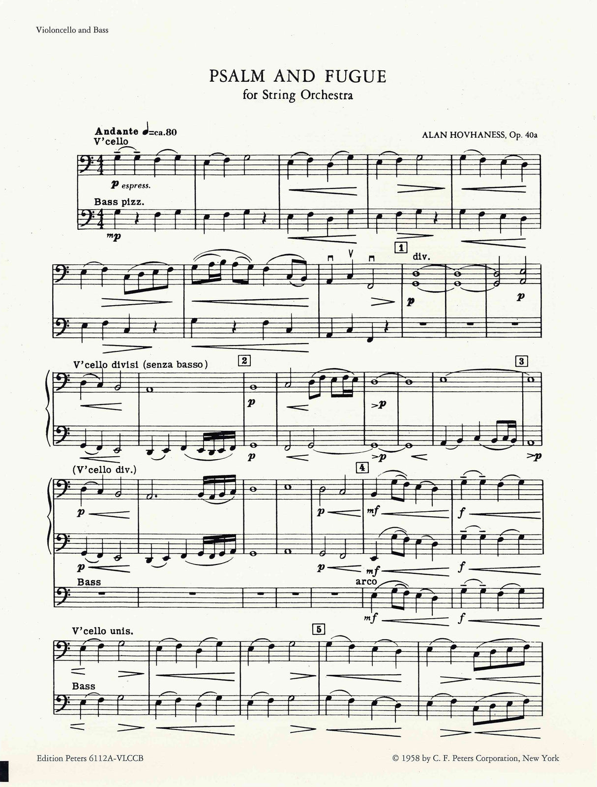 Hovhaness: Psalm and Fugue, Op. 40a