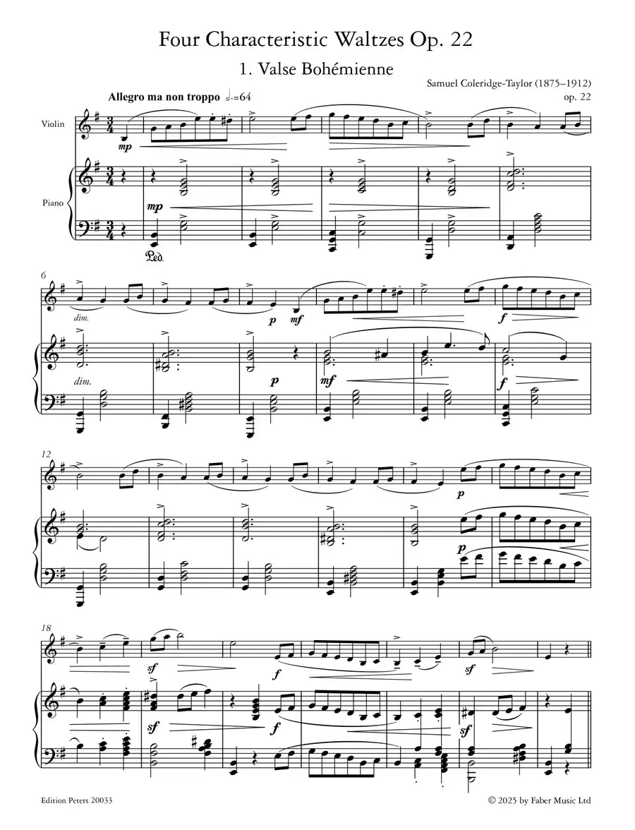 Coleridge-Taylor: Four Characteristic Waltzes, Op. 22