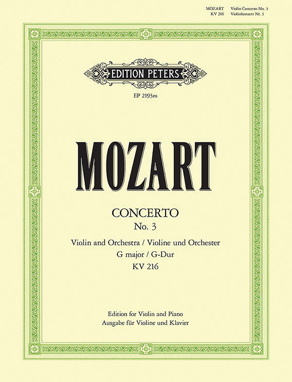 Mozart: Violin Concerto No. 3 in G Major, K 216 – Edition Peters