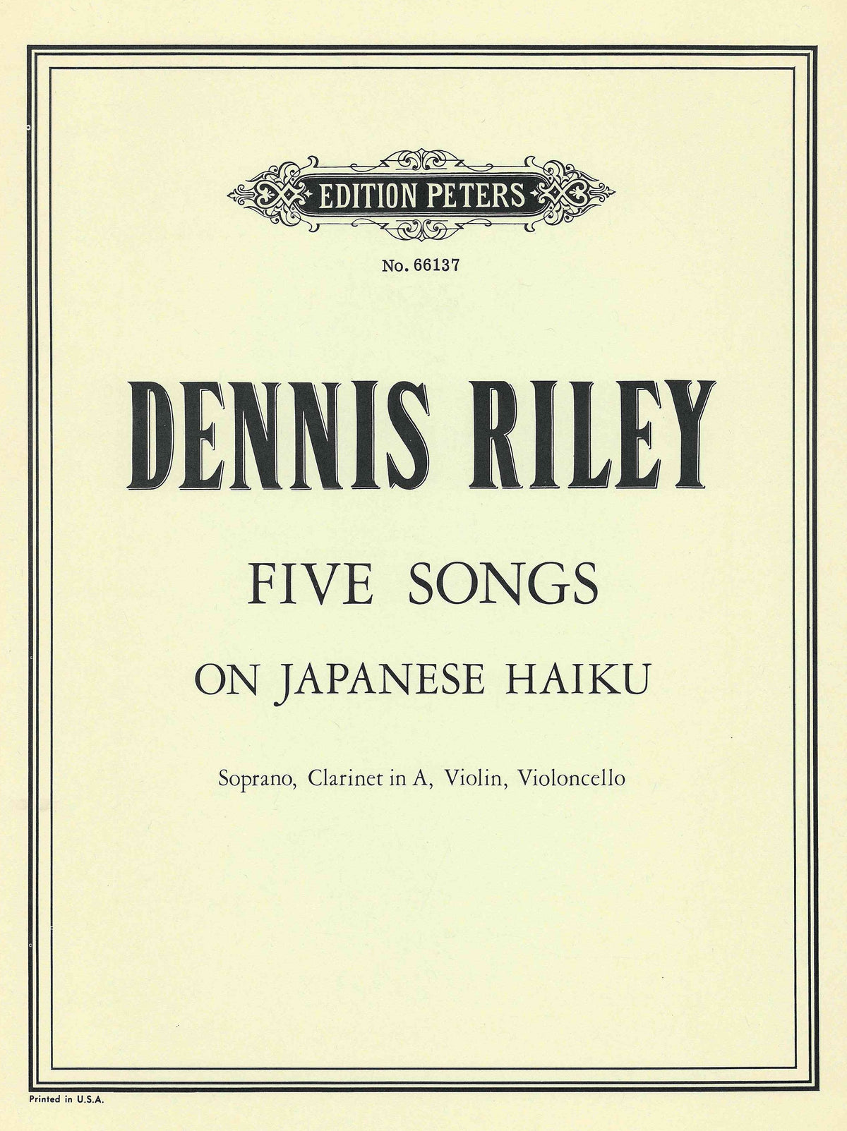 Riley: 5 Songs on Japanese Haiku