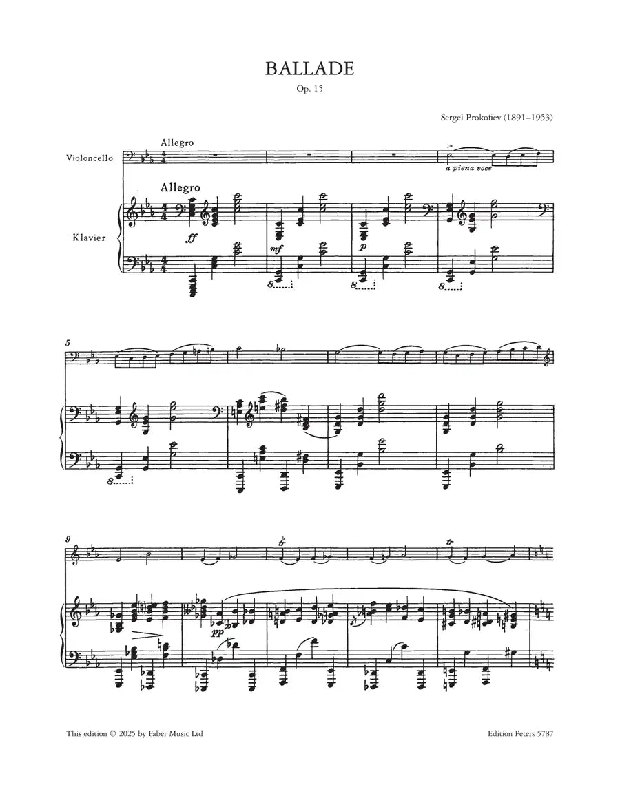 Ballade for Cello and Piano, Op. 15