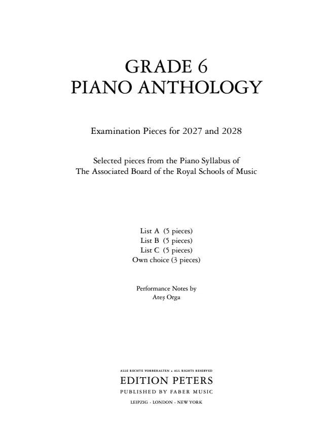 Grade 6 Piano Anthology 2027/28