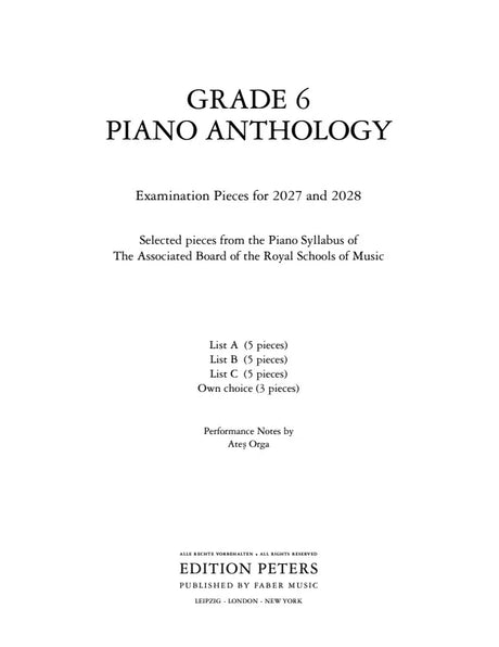 Grade 6 Piano Anthology 2027/28