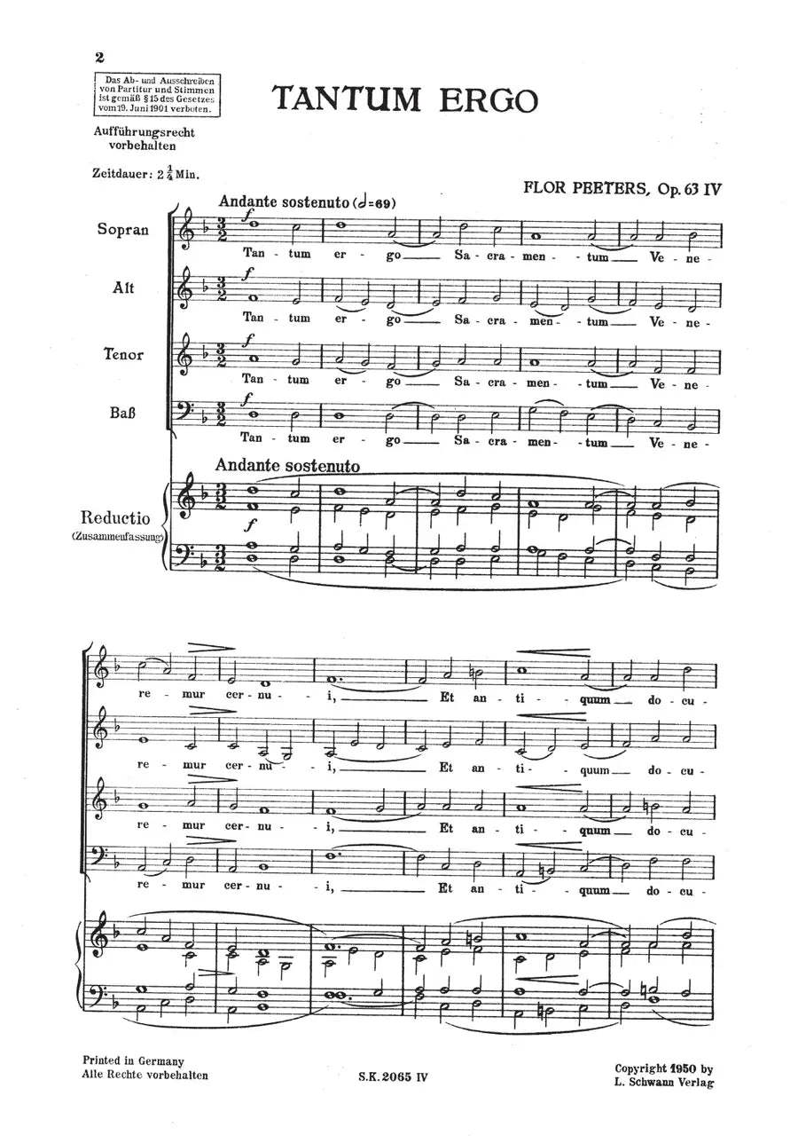 Peeters: Tantum ergo, op, 63 No. 4