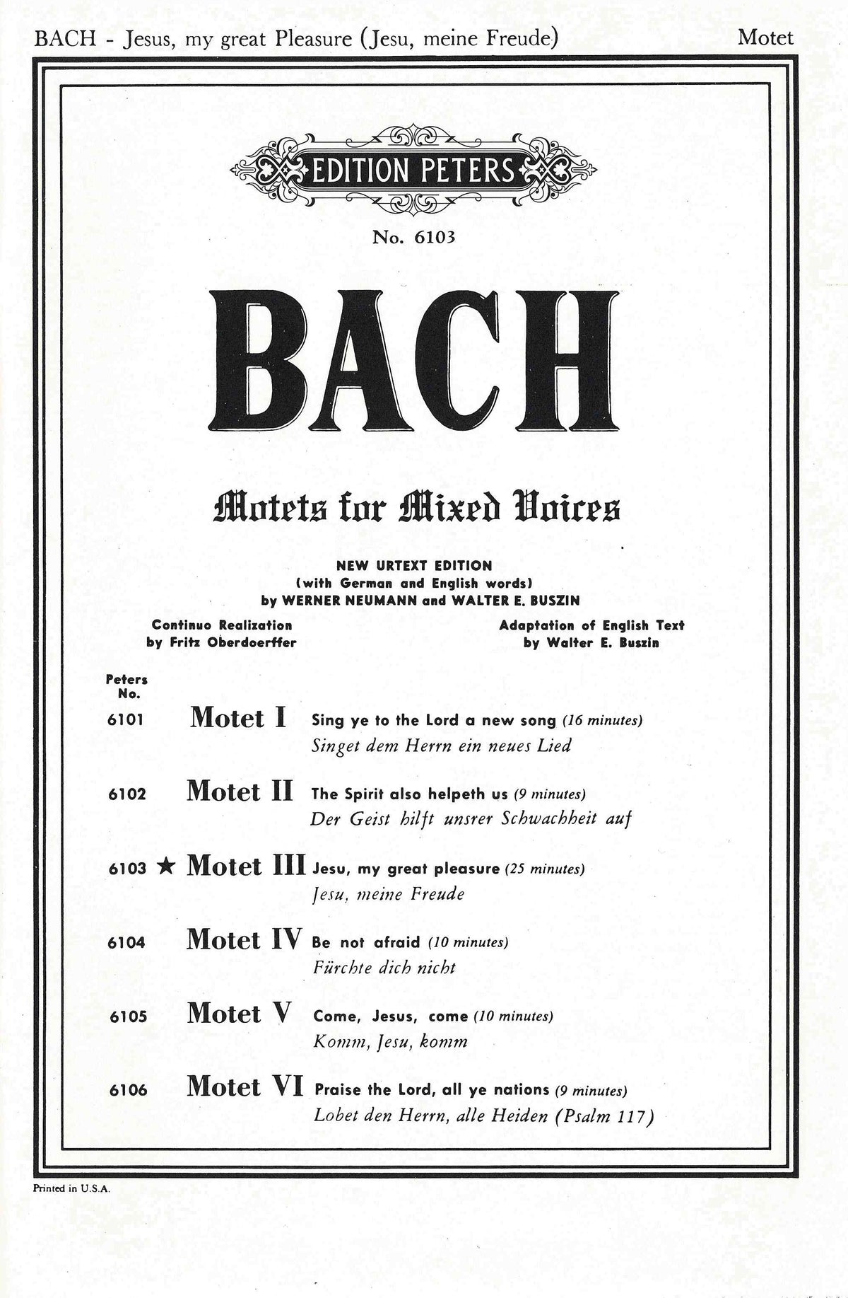 Bach: Motet III BWV 227 (Jesus, my great pleasure)