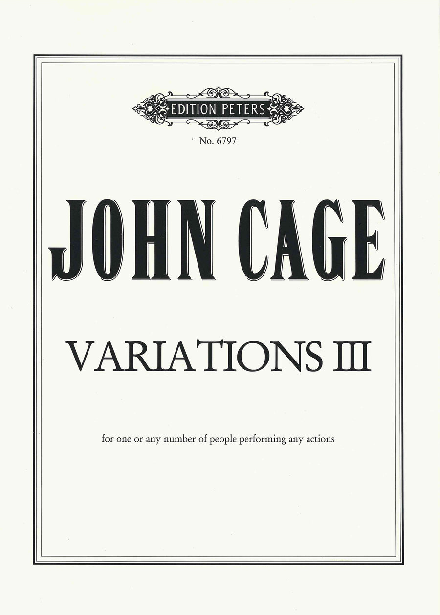 Variations Vcage Cage: Variations III – Edition Peters Publications