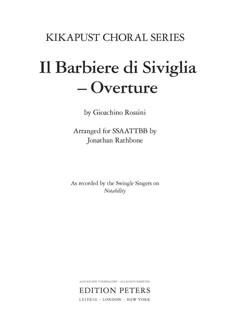 Rathbone: Overture to Rossini's Il barbiere di Siviglia (arr. for SSAATTBB Choir)