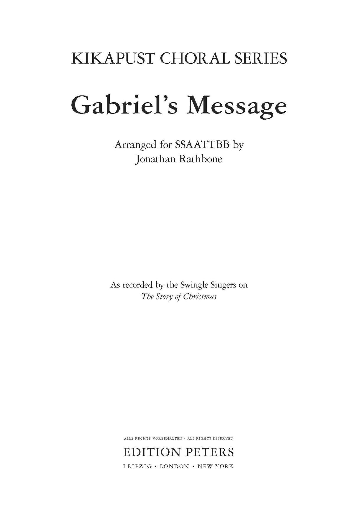 Gabriel's Message (arr. for SSAATTBB Choir)