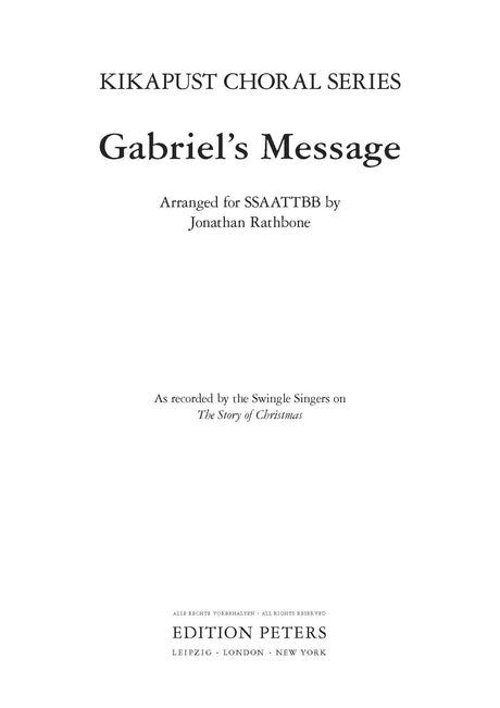 Gabriel's Message (arr. for SSAATTBB Choir)