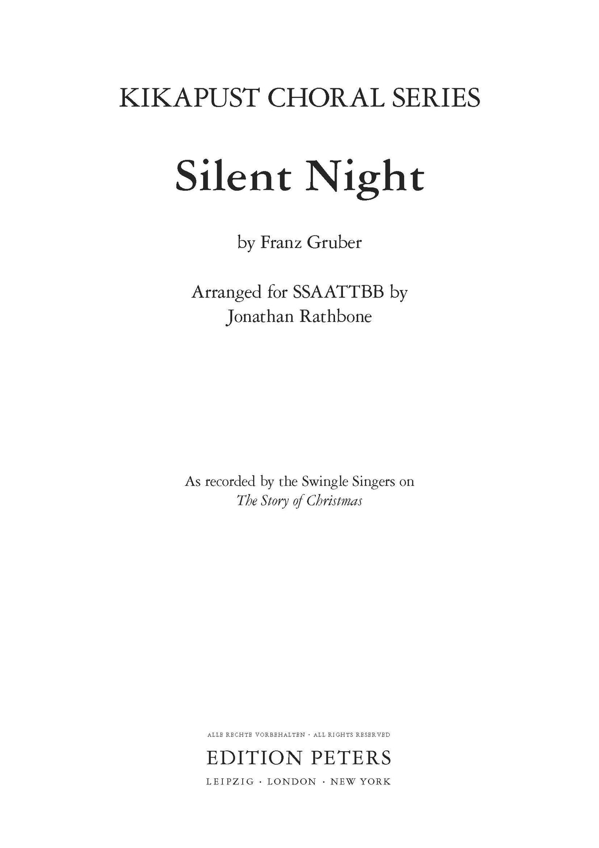 Gruber: Silent Night (arr. for SSAATTBB)