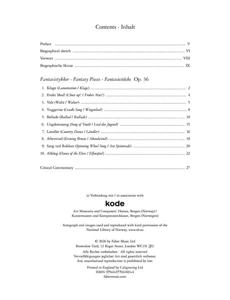 Backer Grøndahl: Fantasistykker (Fantasy Pieces), Op. 36