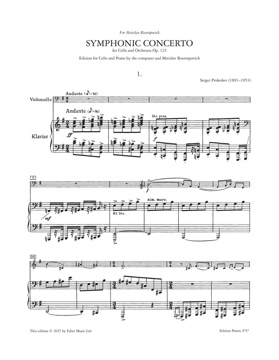 Symphonic Concerto for Cello and Piano, Op. 125